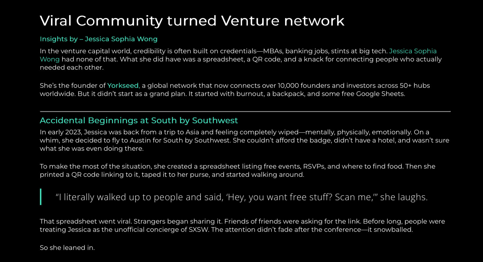 READ MORE - Viral Community Turned Venture Network: The Story of Yorkseed™