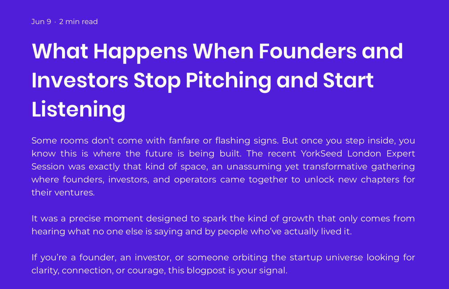 READ MORE - What Happens When Founders and Investors Stop Pitching and Start Listening (Workspace Global, Jun 2025)