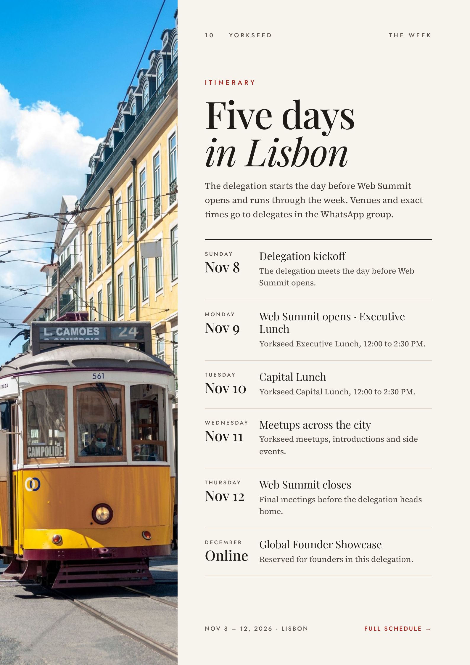 Page 10: Itinerary